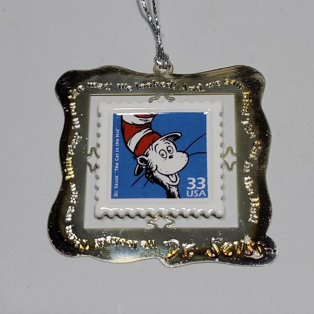 Hallmark 1999 Cat in the Hat Dr Seuss USPS Stamp Keepsake Ornament *‎